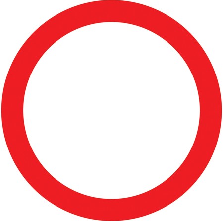 A plain white circle with a red ring and nothing inside